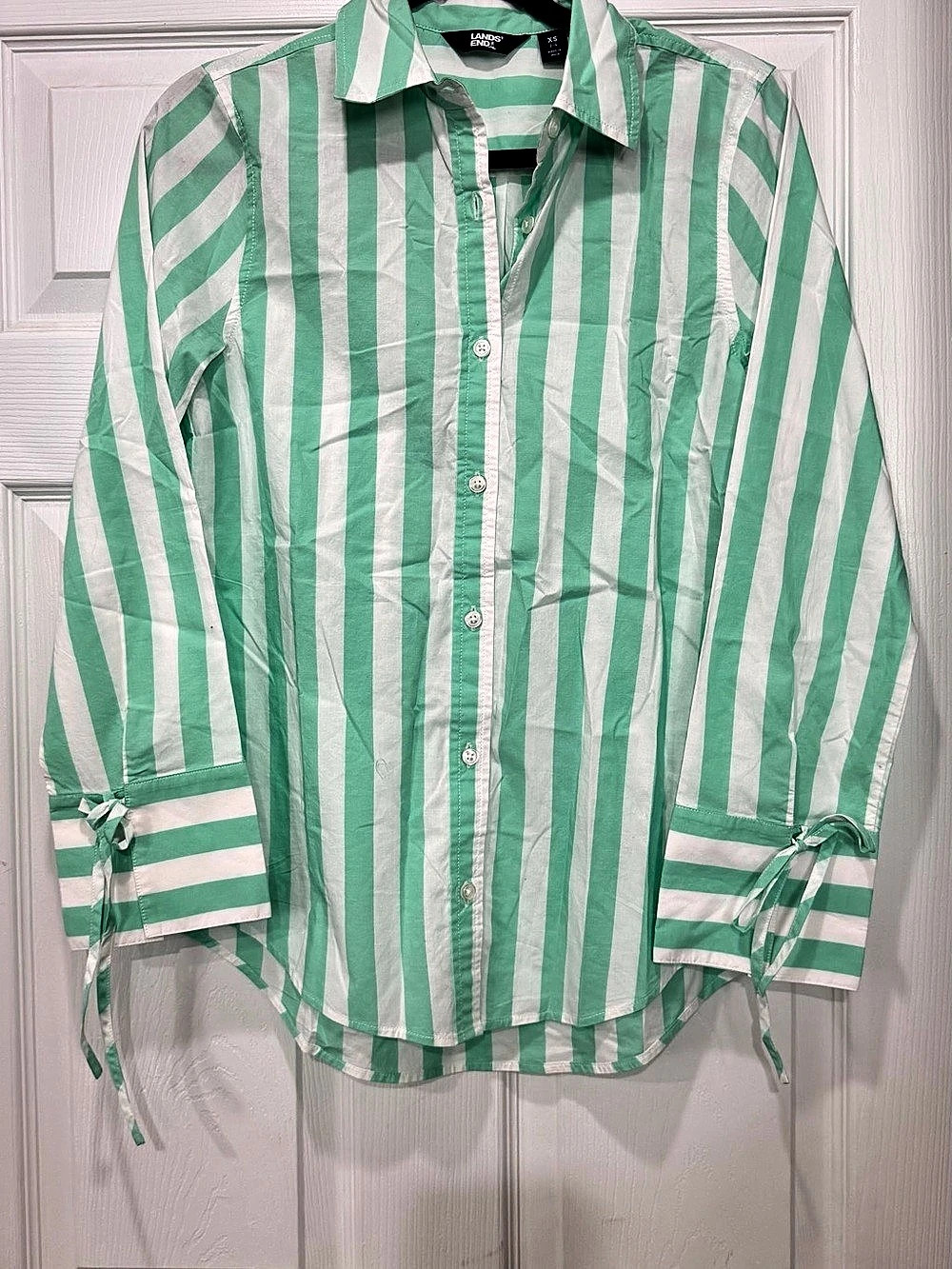 Bundle of two Worthington Striped Button Down Shirt Green & White Small